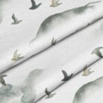 Хлопок с принтом — птицы акварель, Россия, 325 см.