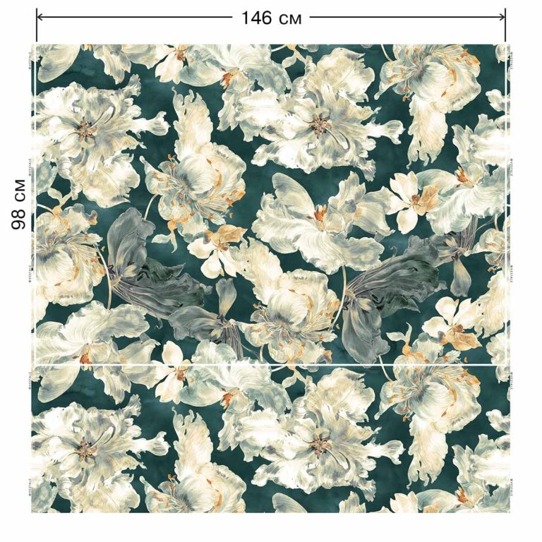 Ткань рогожка Daylight & Liontex Lush Bloom — Green Lake