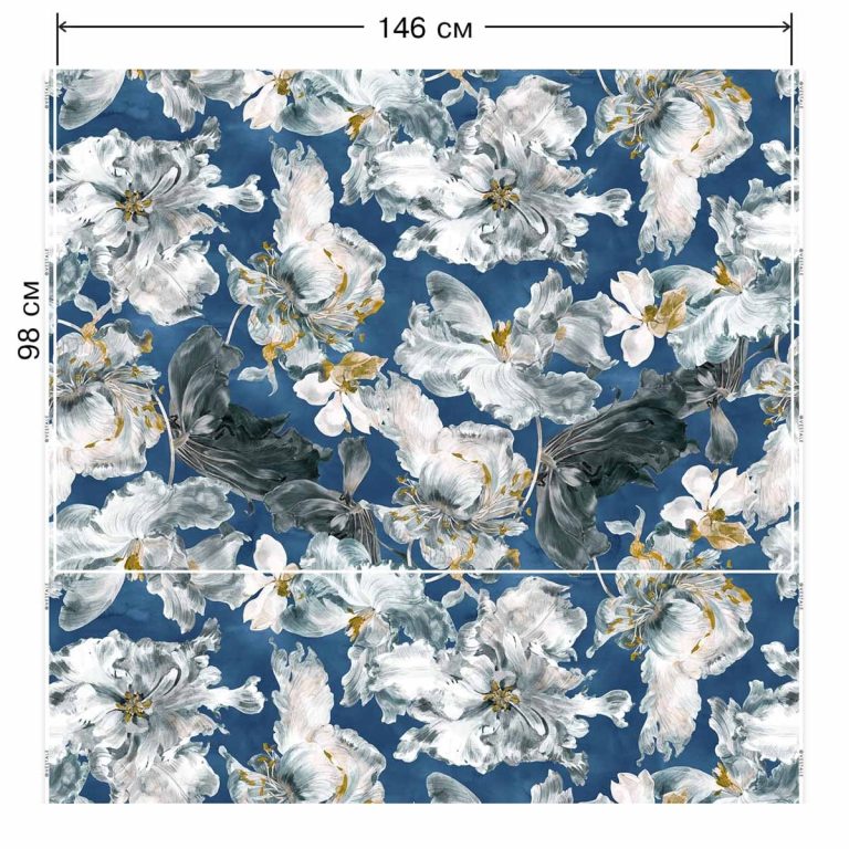 Ткань рогожка Daylight & Liontex Lush Bloom — Ice Flower