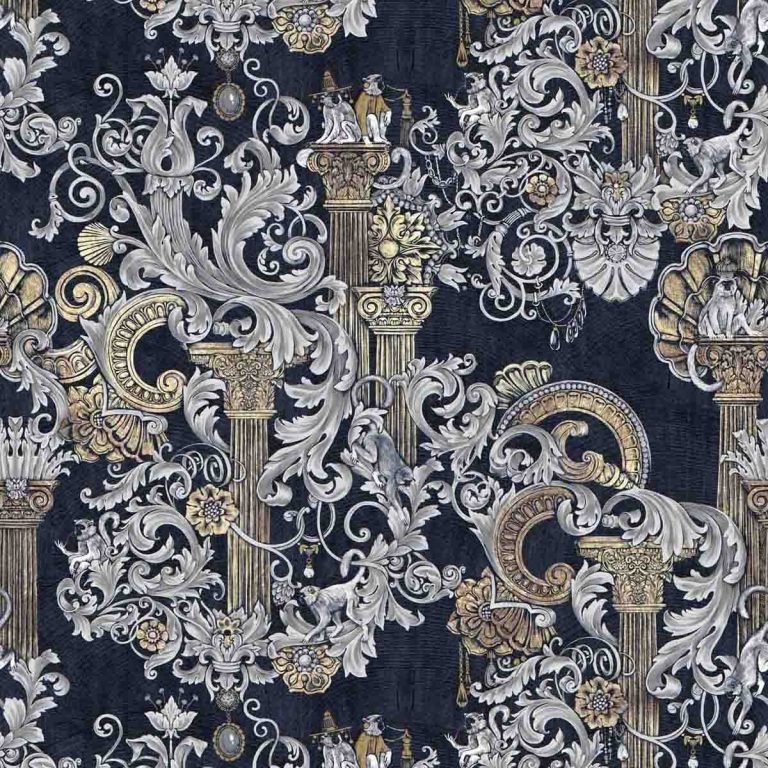 Ткань бархат Deep Ornament Moonlight от Daylight & Liontex