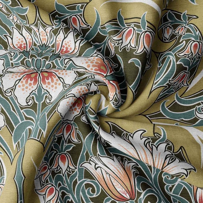 Ткань рогожка Lily Light Gold от Daylight & Liontex