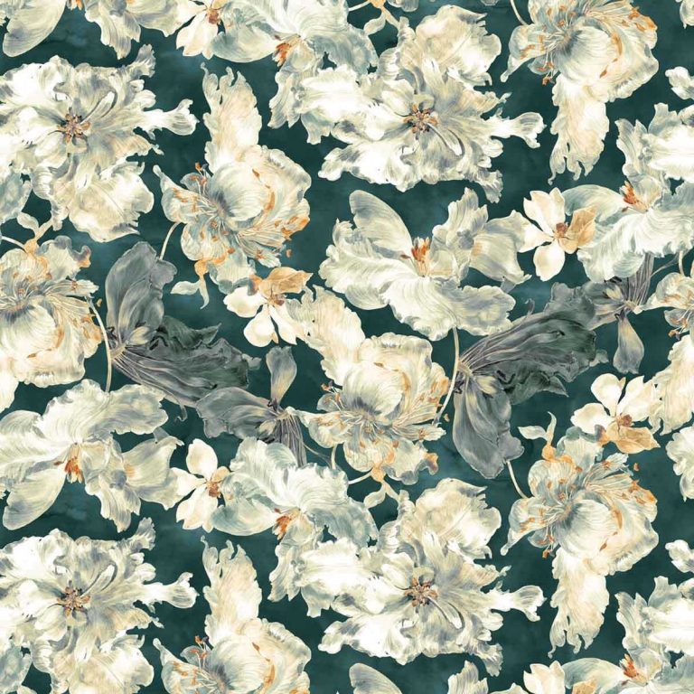 Ткань рогожка Lush Bloom Green Lake от Daylight & Liontex