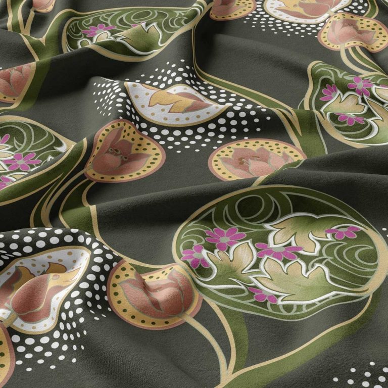 Ткань принт Nouveau Riffle Green от Daylight & Liontex