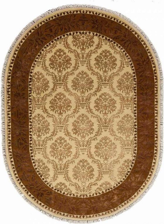 Ковёр ручной работы (Индия), шерсть KING OF AGRA (RAJPUT CARPETS)  - 71x140x8 (RAJ14_R_NO65-CRE-DGLD63(Oval))