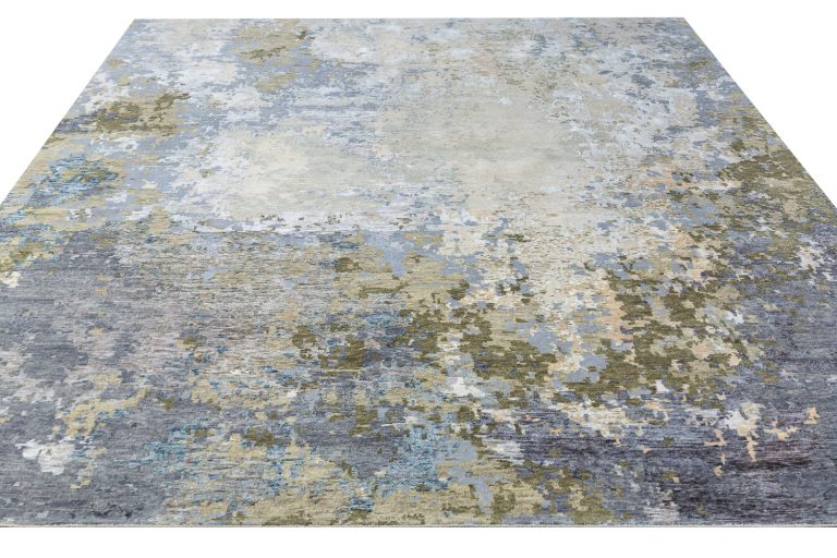 Индийский ковёр из шерсти и арт-шёлка — STORM — RN52WH-BEIGE-GREY