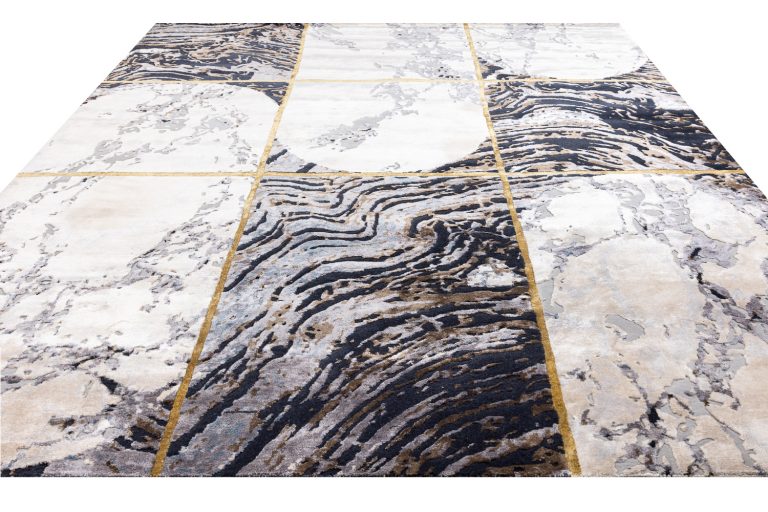 Индийский ковёр из арт-шёлка и шерсти — MARBLE T — MARBLE-LINES-6-COLOR-1