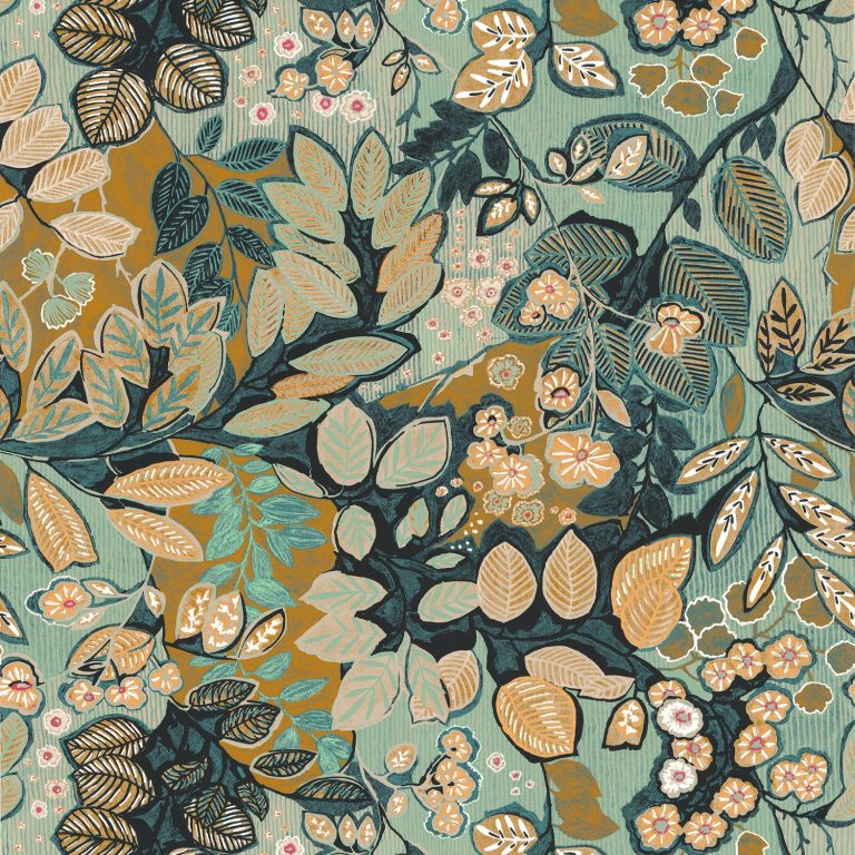 Обои — Casamance — Belle De Nuit Menthe/Moutarde — 75090814