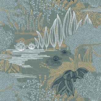Обои - Casamance - Jasmin Vert de gris/doré - 75680202