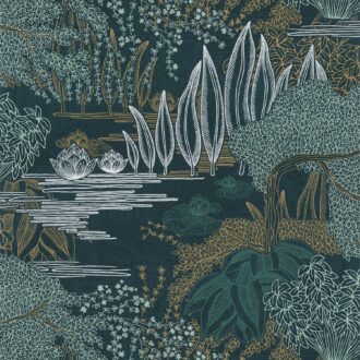 Обои - Casamance - Jasmin Pétrole/céladon - 75680304