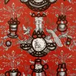 Обои — Pierre Frey — FONTAINE ET ANIMAUX BARBOUILLAGE Rouge D’orient — FP568004
