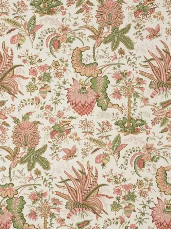 Обои - Braquenié - 
WALLPAPER MARQUIS DE SEIGNELAY Coral/Leaf - BP208002