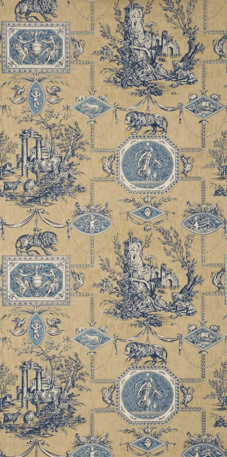 Обои — Braquenie — WALLPAPER LES MUSES ET LE LION Antique Blue — BP207003