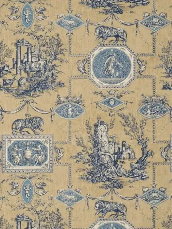 Обои - Braquenié - 
WALLPAPER LES MUSES ET LE LION Antique Blue - BP207003