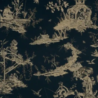 Обои - Boussac - 
WALLPAPER KANAWA Black Ivory - W4515A07