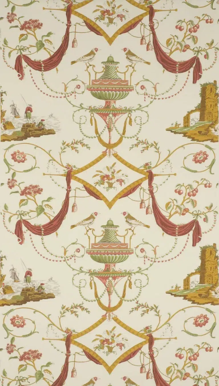 Обои — Pierre Frey — WALLPAPER BAZOCHES Corail Amande — FP164003