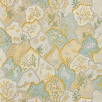 Обои - Braquenié - 
TOILE DES INDES Jaune - BP336001