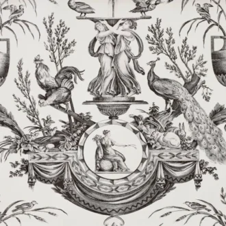 Обои - Pierre Frey - 
FONTAINE ET ANIMAUX Noir/Blanc - FP567001