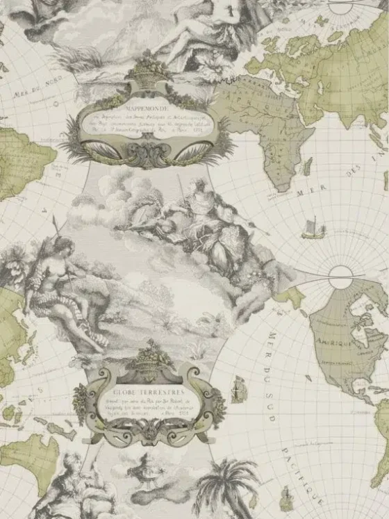 Обои - Pierre Frey - 
PLANISPHERE Gray - FP198001