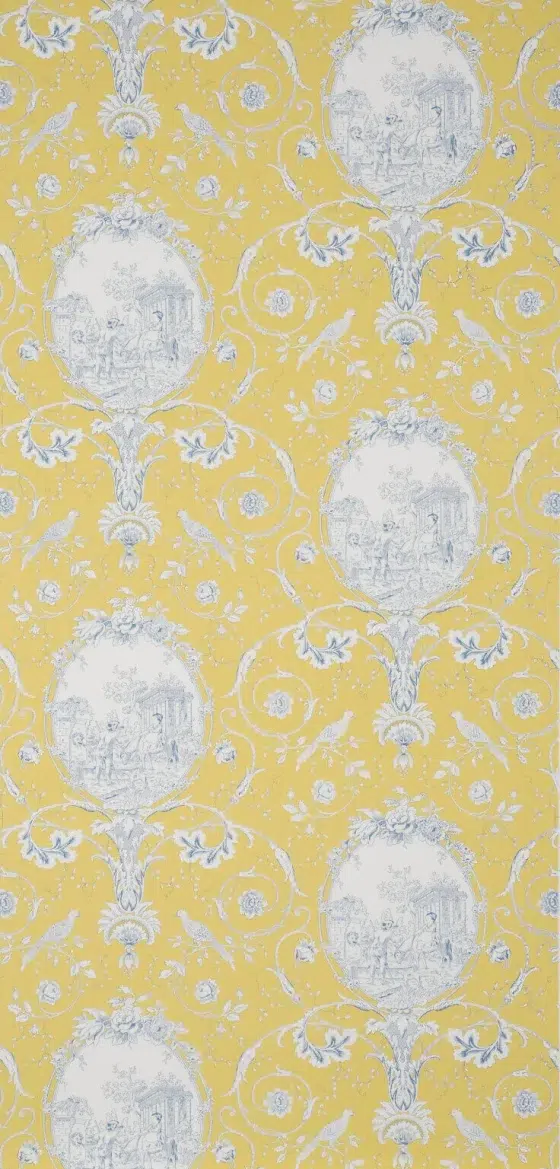 Обои — Braquenie — 
WALLPAPER LA FONTAINE Yellow Blue — BP206005