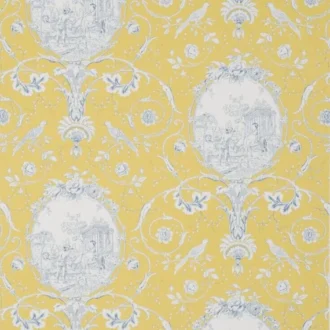 Обои - Braquenié - 
WALLPAPER LA FONTAINE Yellow Blue - BP206005