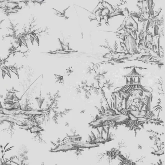Обои - Boussac - 
WALLPAPER KANAWA Black White - W4515B09