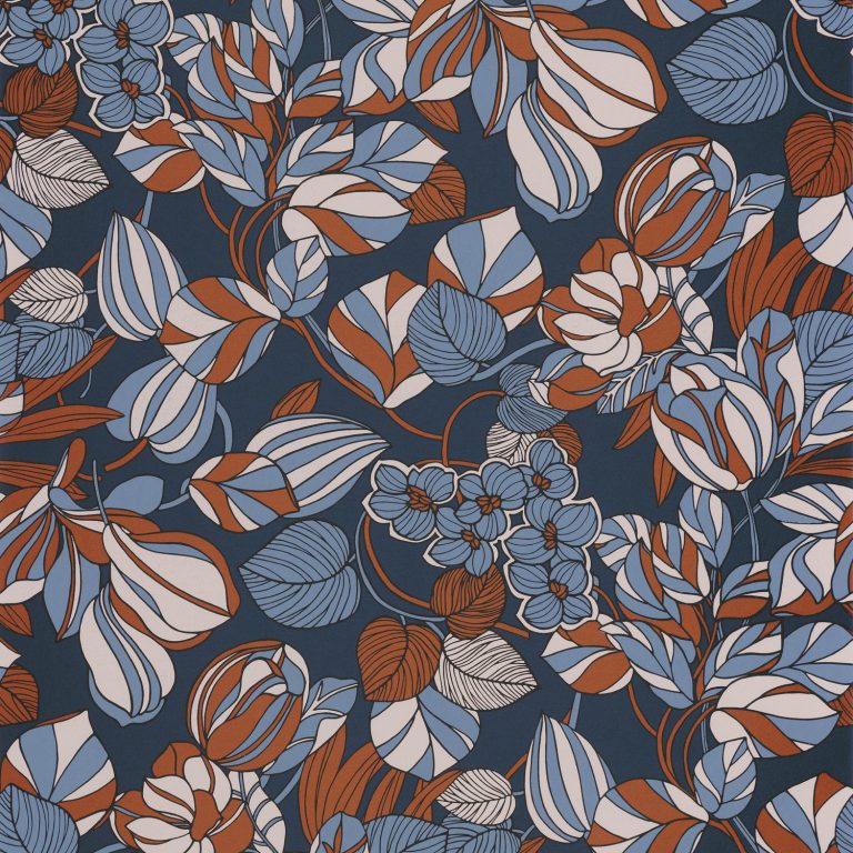 Обои Casadeco 1930 1930 tulipe Bleu / cuivre (арт. 85716414)