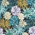 Обои - Casadeco - BOTANICA - Botanica echeveria - Bleu turquoise (арт. 85916585)