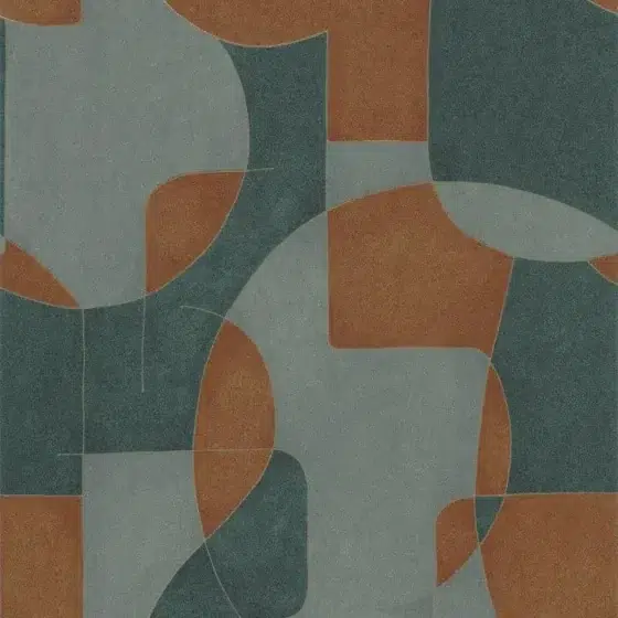 Обои - Casadeco - GALLERY - Op'art - Vert / cuivre (арт. 86097503)