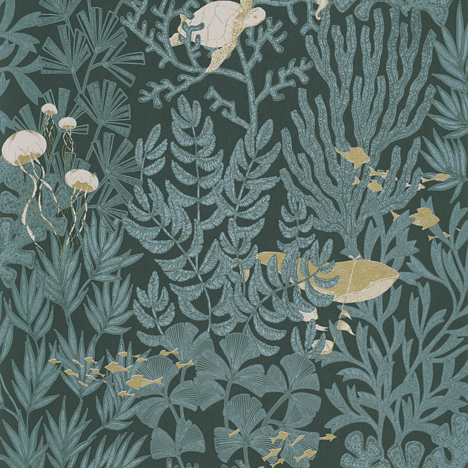 Обои — Casadeco — VOYAGE ONIRIQUE — Atlantide — Vert kelp (арт. 87237712)