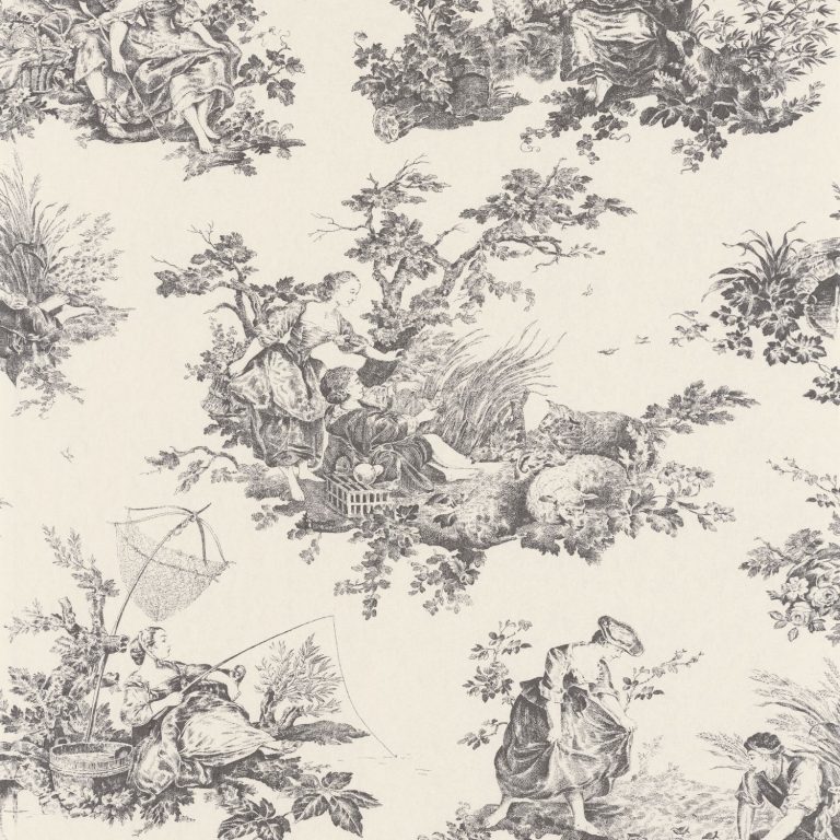 Обои Casadeco LES BELLES TOILES DE JOUY Scene d'été Noir fusain (арт. 87919612)