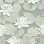 Обои - Casadeco - GARDENS - Nymphea - Vert sauge (арт. 87637360)