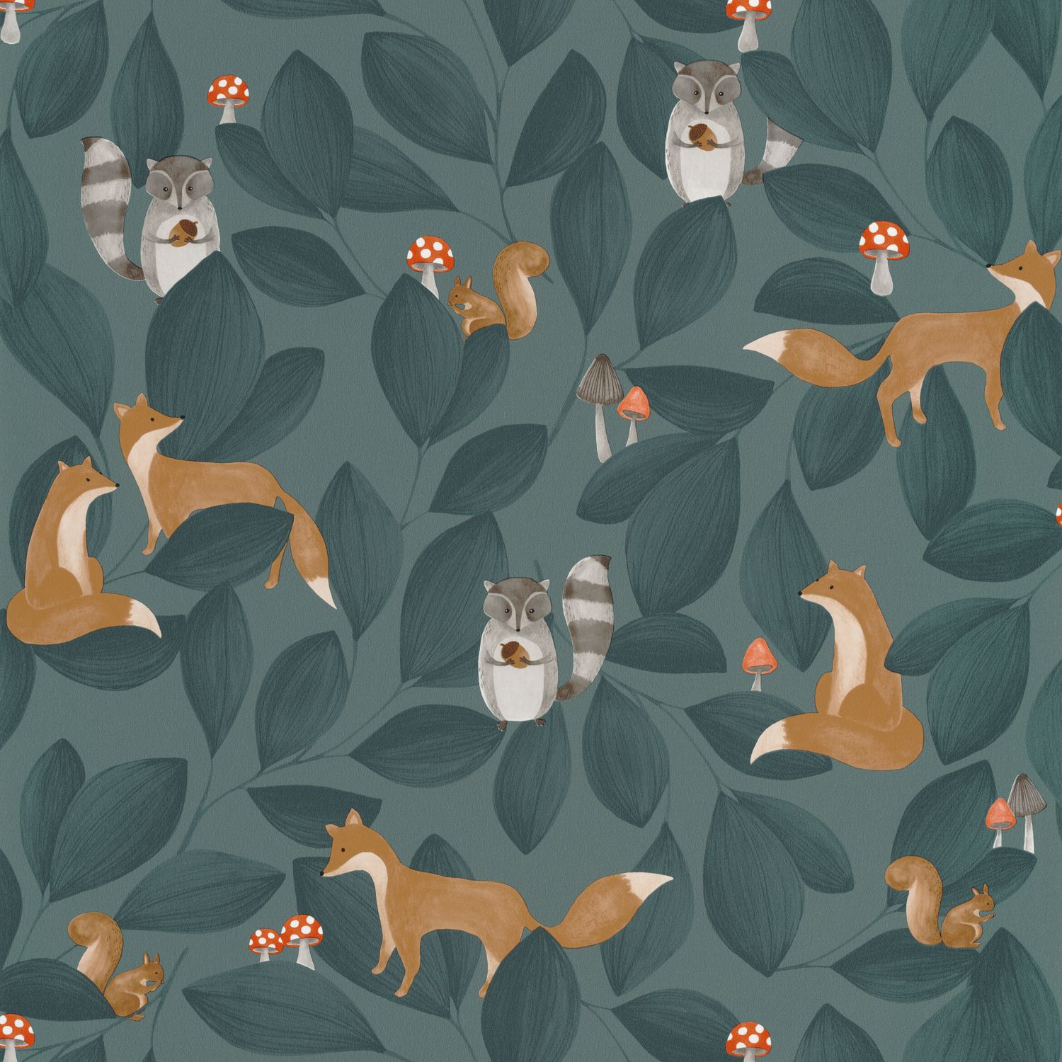 Обои — Casadeco — ONCE UPON A TIME — Woodland friends — Bleu encre (арт. 88276815)