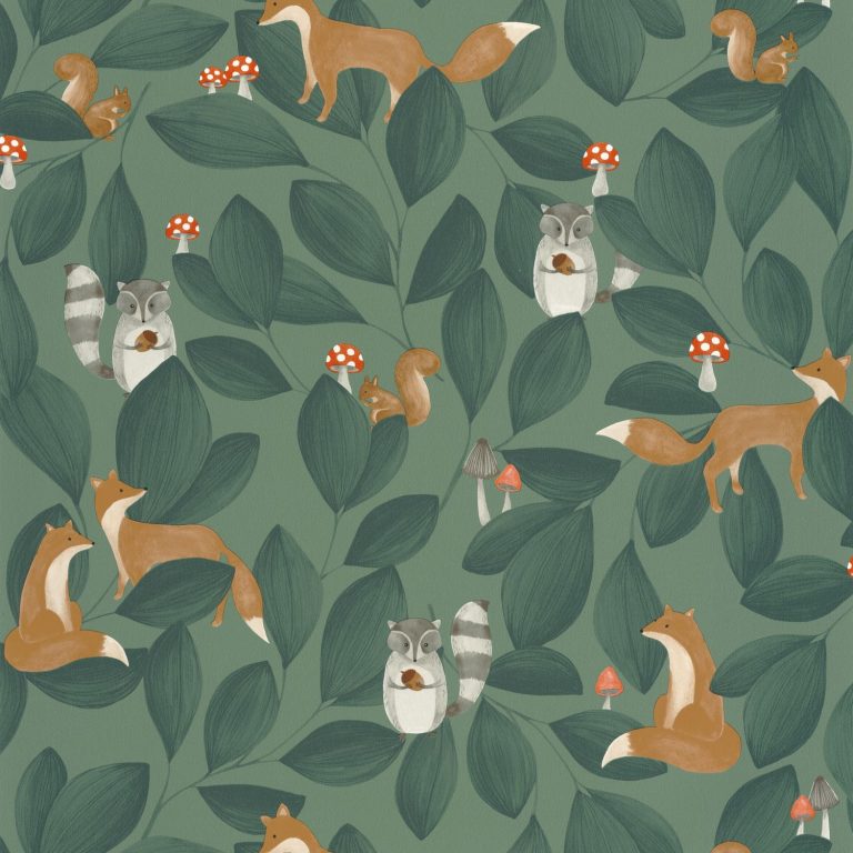 Обои Casadeco ONCE UPON A TIME Woodland friends Vert foret (арт. 88277946)