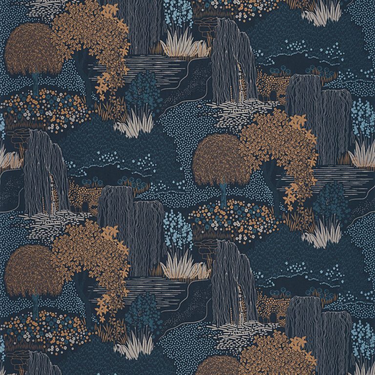 Обои Casadeco KYOTO Niwa Bleu encre (арт. 88726759)