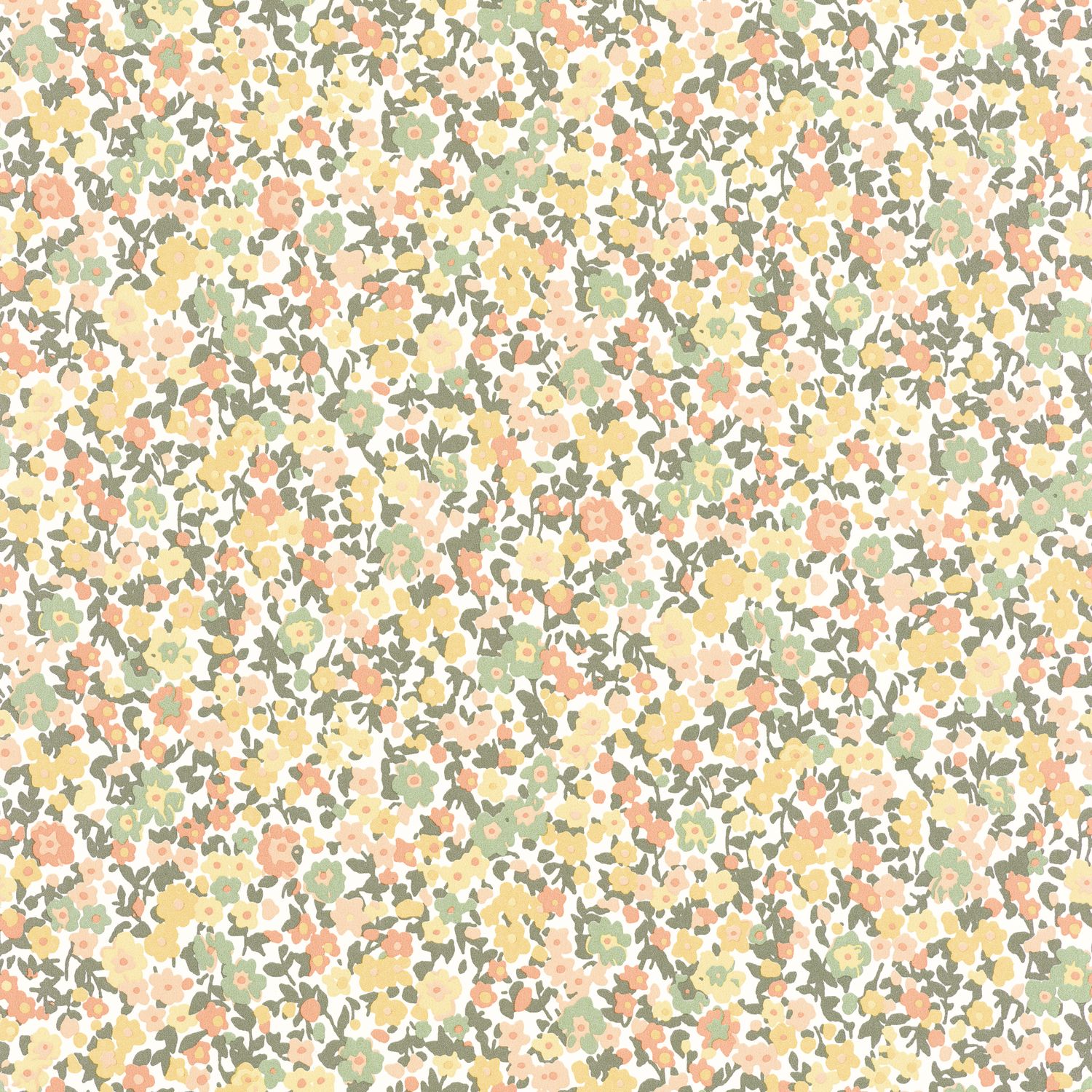 Обои — Casadeco — FLOWER MARKET — Pansy — Kaki / corail / jaune (арт. 89212226)