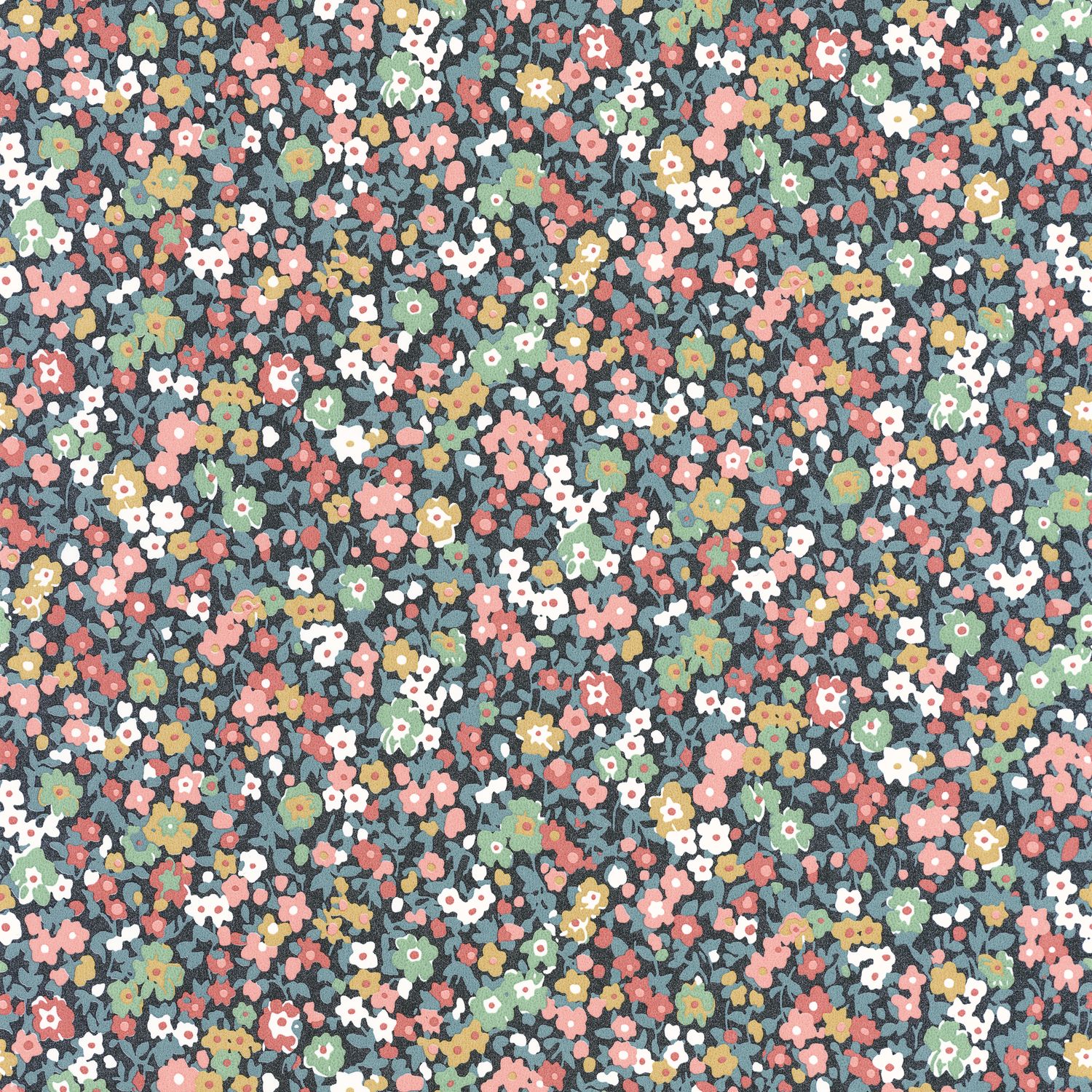 Обои — Casadeco — FLOWER MARKET — Pansy — Bleu nuit / rose (арт. 89216424)