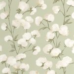Обои — Casadeco — SOLIFLORE — Cotton flower — Vert mousse (арт. 200297202)