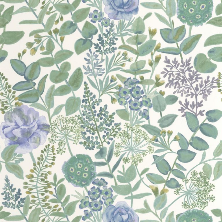 Обои Casadeco SOLIFLORE Garden flowers Bleu / vert (арт. 200316776)