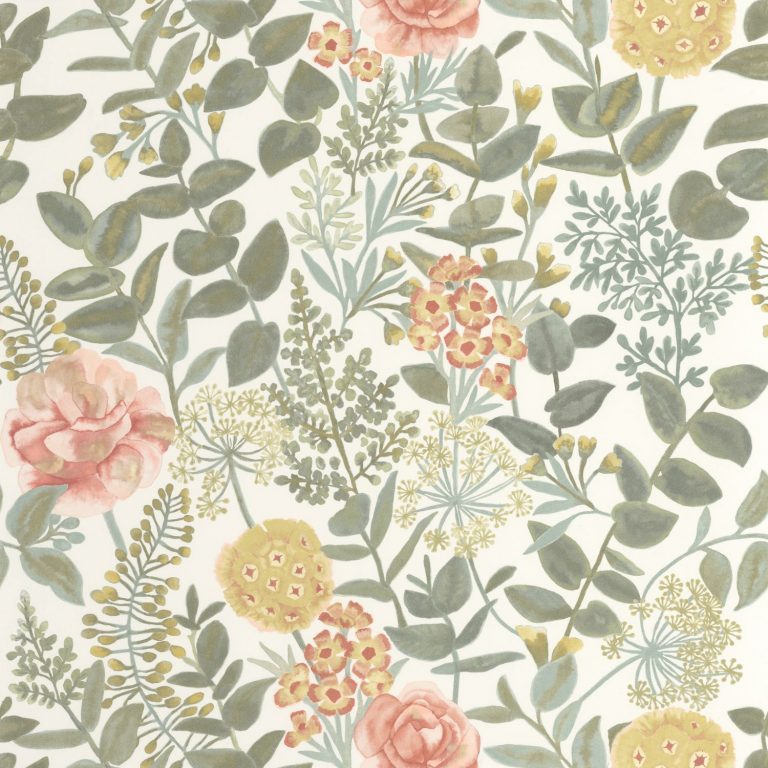 Обои Casadeco SOLIFLORE Garden flowers Rose / jaune (арт. 200314242)