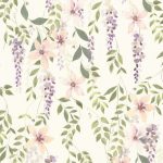 Обои — Casadeco — SOLIFLORE — Wisteria — Violet / vert gazon (арт. 200305665)