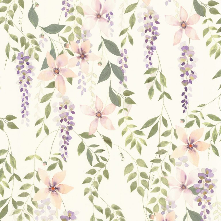Обои Casadeco SOLIFLORE Wisteria Violet / vert gazon (арт. 200305665)