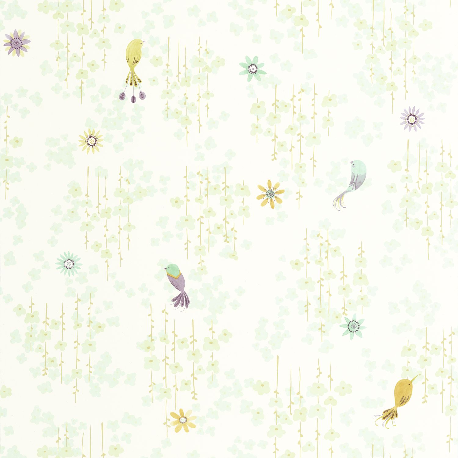 Обои Casadeco ONCE UPON A TIME 2 Tropical birds Vert amande (арт. 200787117)