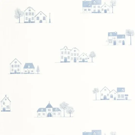 Обои - Casadeco - ONCE UPON A TIME 2 - Walk in the village - Bleu doux (арт. 200846611)