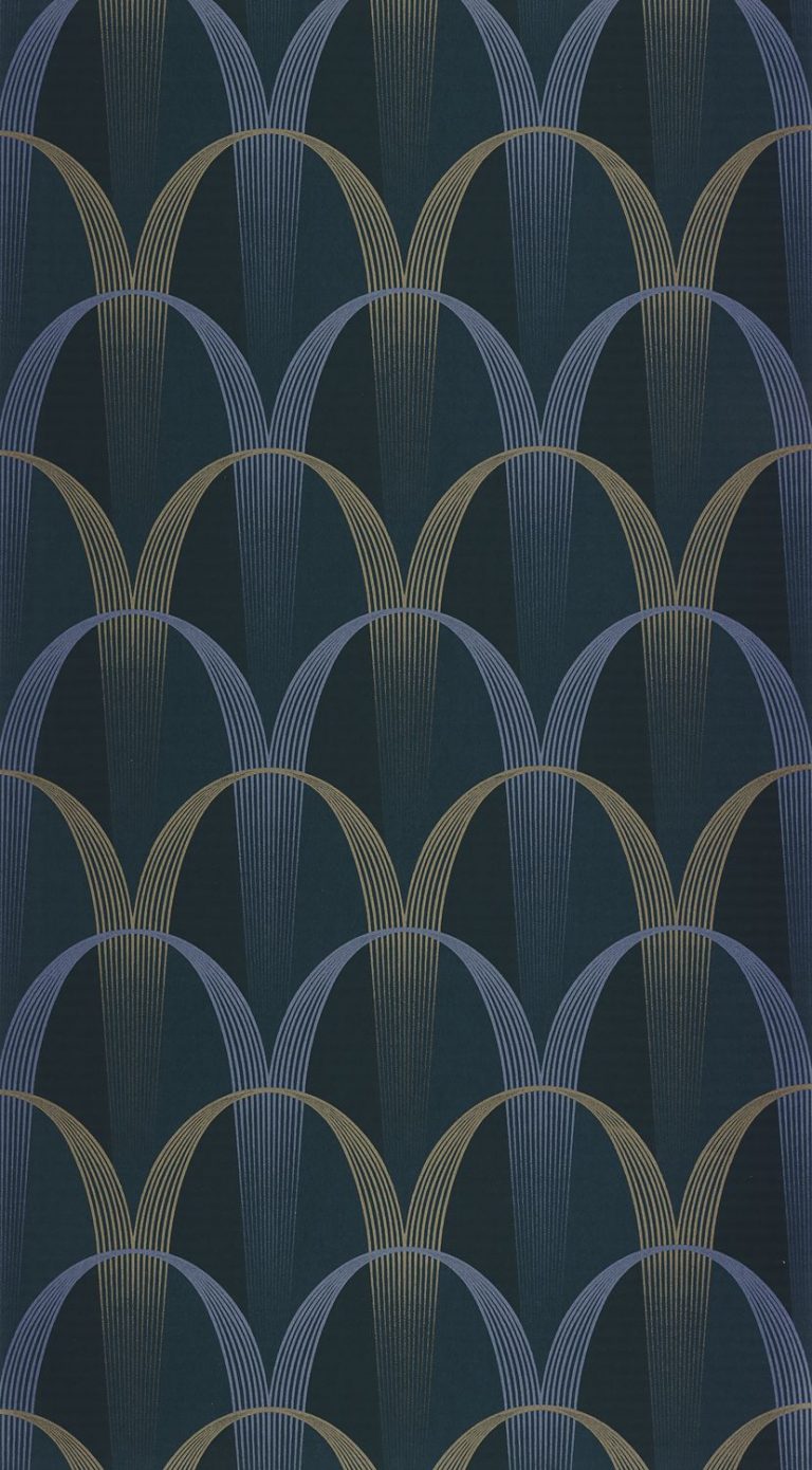 Обои — Casadeco — ANNEES FOLLES — Entree des artistes — Bleu outremer / mordore (арт. 201046582)