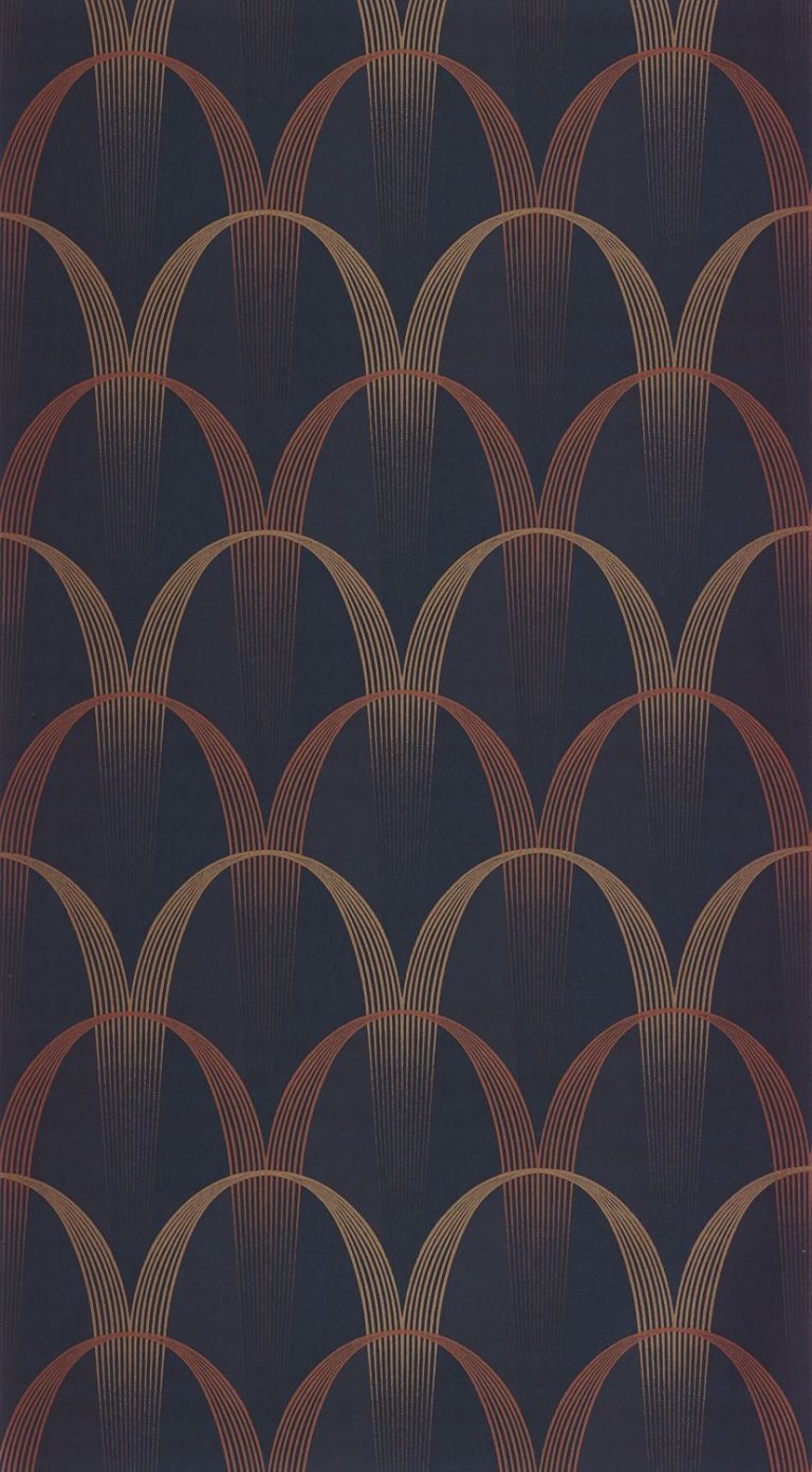 Обои — Casadeco — ANNEES FOLLES — Entree des Artistes — Bleu encre / terracotta (арт. 201046810)