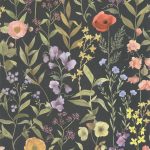 Обои — Casadeco — GARDENS — Fleurs des champs — Noir fusain (арт. 87659456)