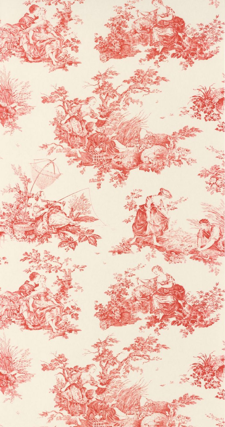 Обои — Casadeco — LES BELLES TOILES DE JOUY — Scene d’ete — Rouge carmin (арт. 87918201)
