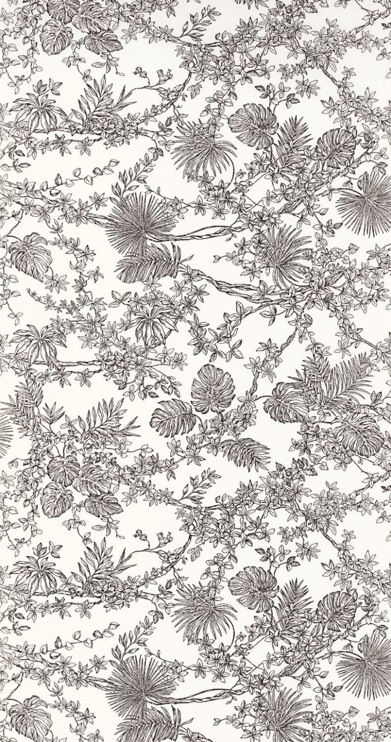 Обои — Casadeco — LES BELLES TOILES DE JOUY — Jardin des plantes — Noir fusain (арт. 87959620)