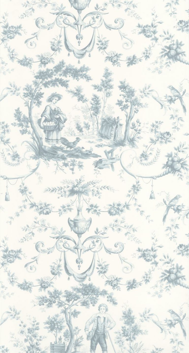 Обои — Casadeco — LES BELLES TOILES DE JOUY — L’orangerie — Bleu grise (арт. 87976322)