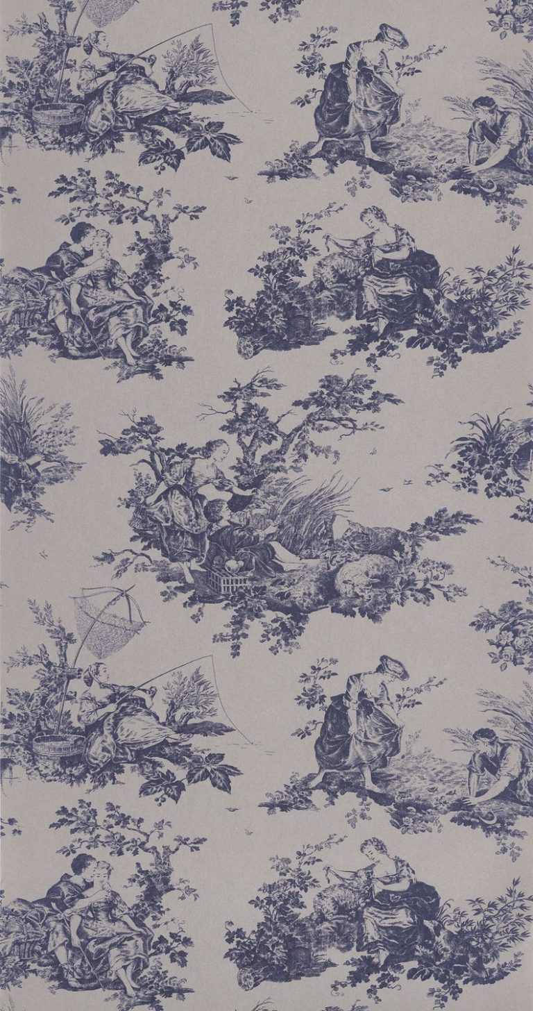 Обои — Casadeco — LES BELLES TOILES DE JOUY — Scene d’ete velours — Bleu profond (арт. 87996706)